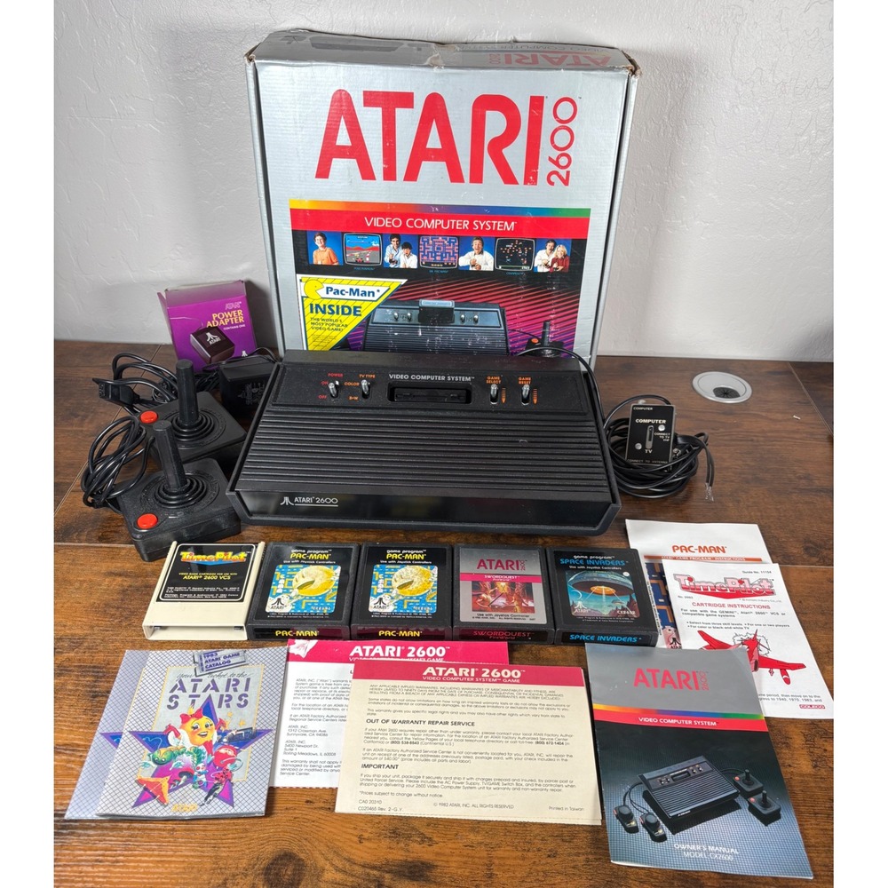 Atari 2600 Darth Vader Console Set- Games- Joysticks-‎ Original Matching Box